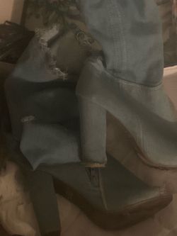Rogue Helium denim heels up to the knee