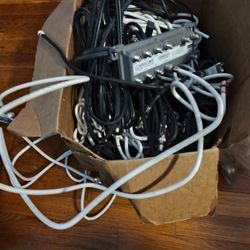 LOTS of CABLE CORDS, Connectors and Splitter. 4 random cable boxes.... CHECK OUT MY PAGE FOR MORE ITEMS