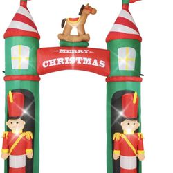 JETEHO 9FT Christmas Inflatable Archway Outdoor Decorations with Built-in LED Lights Christmas Blow Up Yard Decorations with Inflatable Nutcracker Sol
