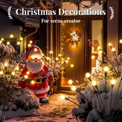 Christmas Solar Lights Outdoor Decoration, Waterproof Xmas Outdoor Lights Decor for Yard, Patio, Garden, and Front Porch, 20 LEDs Swing with The Wind 