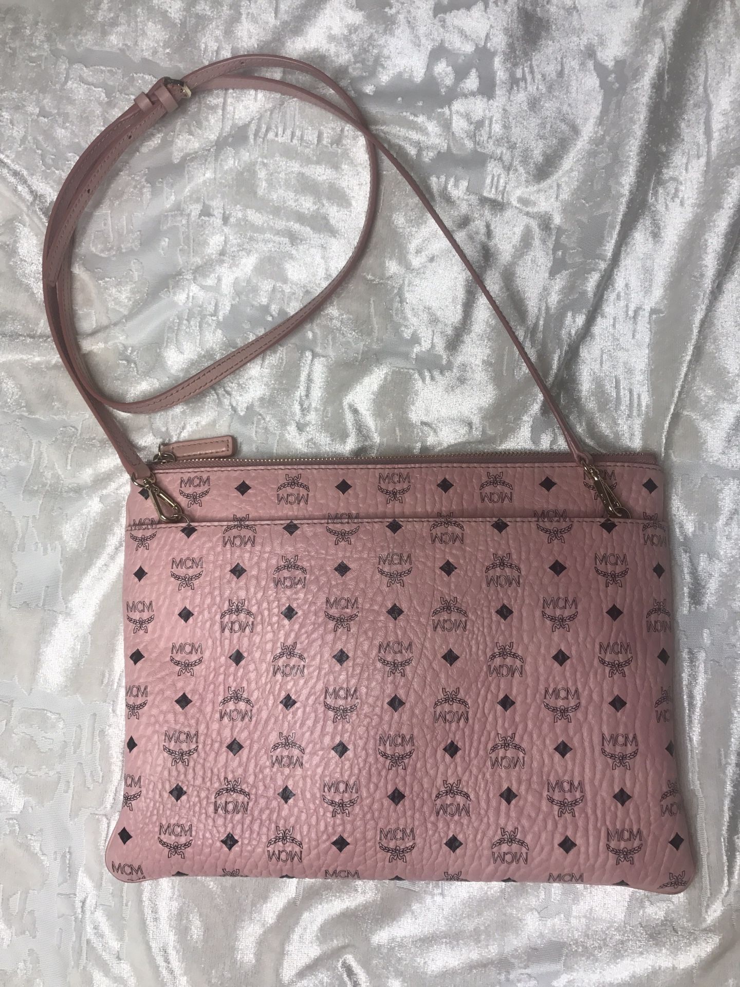 Authentic MCM medium logo crossbody pouch bag