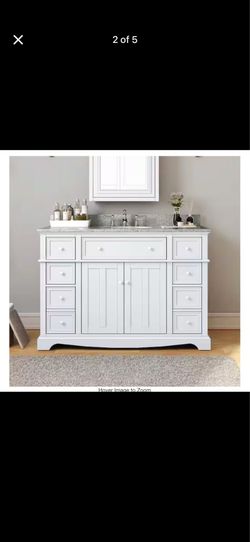 Fremont 49 in. Single Sink White Bath Vanity with Grey Granite Top