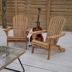 Folding Adirondack Chair Half Assembled Lounge Chair Outdoor Wooden Patio Chair for Lawn Garden Backyard Deck Fire pit Pool Beach 350lb Weight Capacit