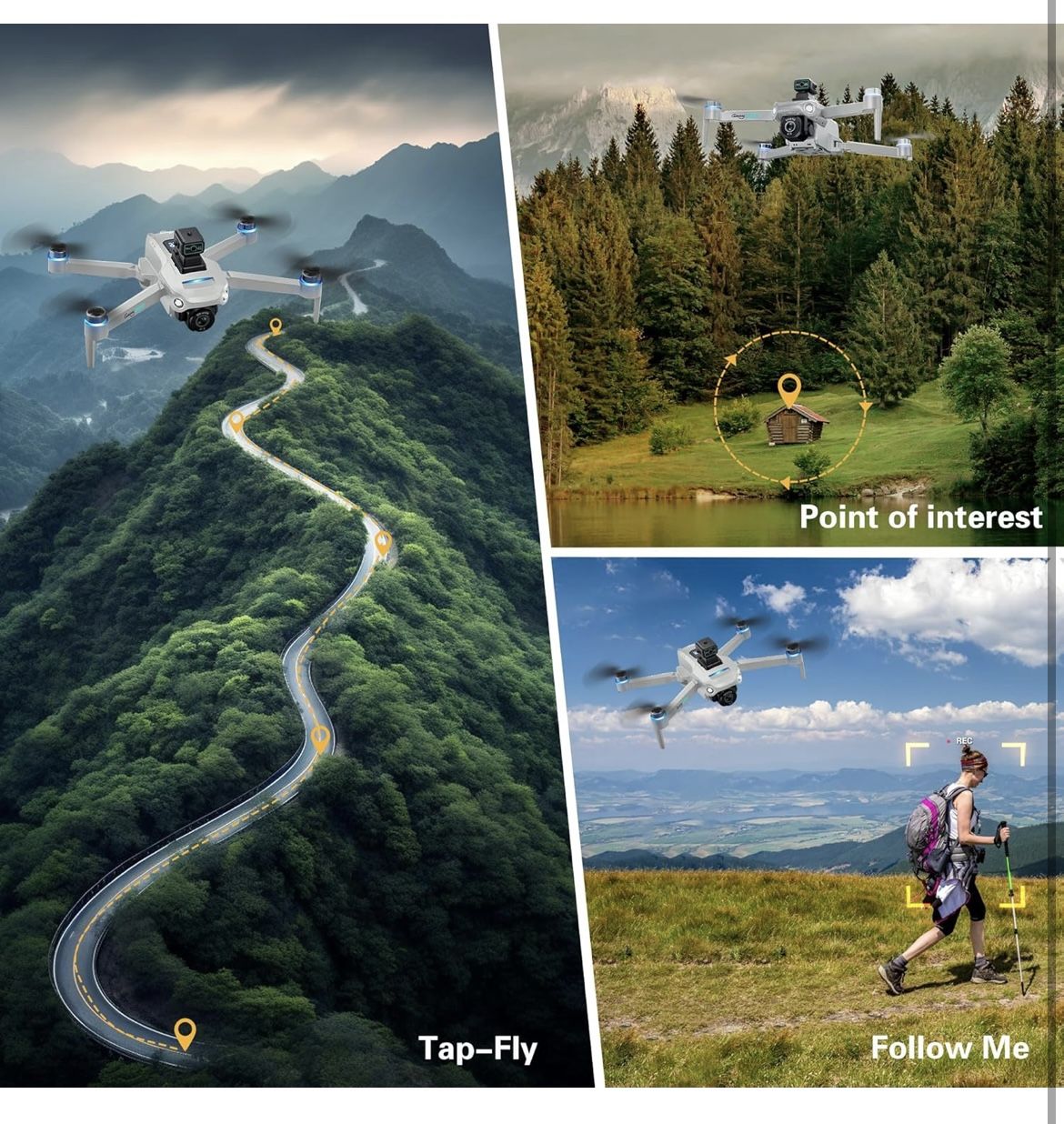 Drone with 4K UHD Camera for Adults,GPS RC Drone Brushless Motor,Upgraded Tablet Screen, 2 Axis Gimbal EIS, Smart FPV Foldable Quadcopter for Beginner