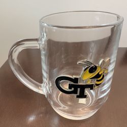 Georgia Tech Glass Coffee Mug with Pewter Logo 