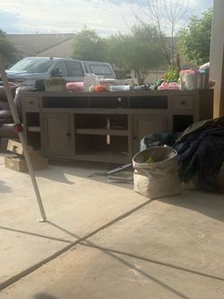 Gray Wood TV Stand Media Console