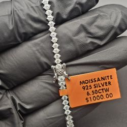 🔥 6.50CT Moissanite Tennis Bracelet – 925 Silver (7.5in)