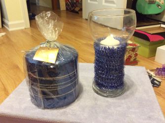 Set of two candles blue