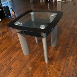 Black Glass Coffee Table With Grey -very Nice condition