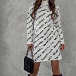 Balenciaga- Womans Sweater Dress- White 