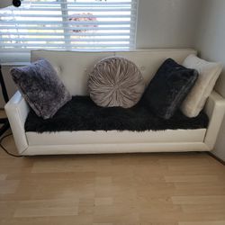 Hide A Bed Couch. $75 White Real Leather 
