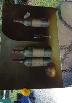 Wine Bottles Still Life Painting on Canvas