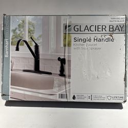 Glacier Bay Matt, black single handled kitchen faucet with size sprayer box never open