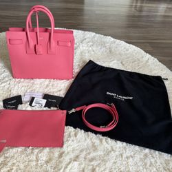 Saint Laurent (YSL) Small Sac de Jour – Rose Flair Pink Leather Tote