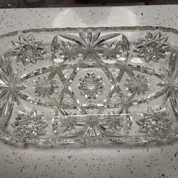 Anchor Hocking Vintage Clear Glass Star Rectangular Serving Dish Antique