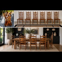 Set of 6 Solid Wood Ladder-Back Dining Chairs – Beautiful Wood Grain- luxury farmhouse