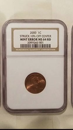 2000 1c MS64 RD 10% off center error