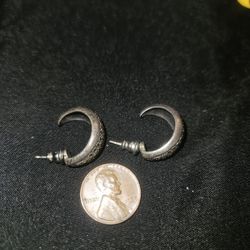 Vintage Sterling Silver Hoop Earrings 