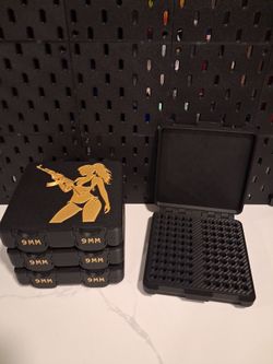 🔥4 Pack🔥9mm 100round storage cases (Black & Gold)