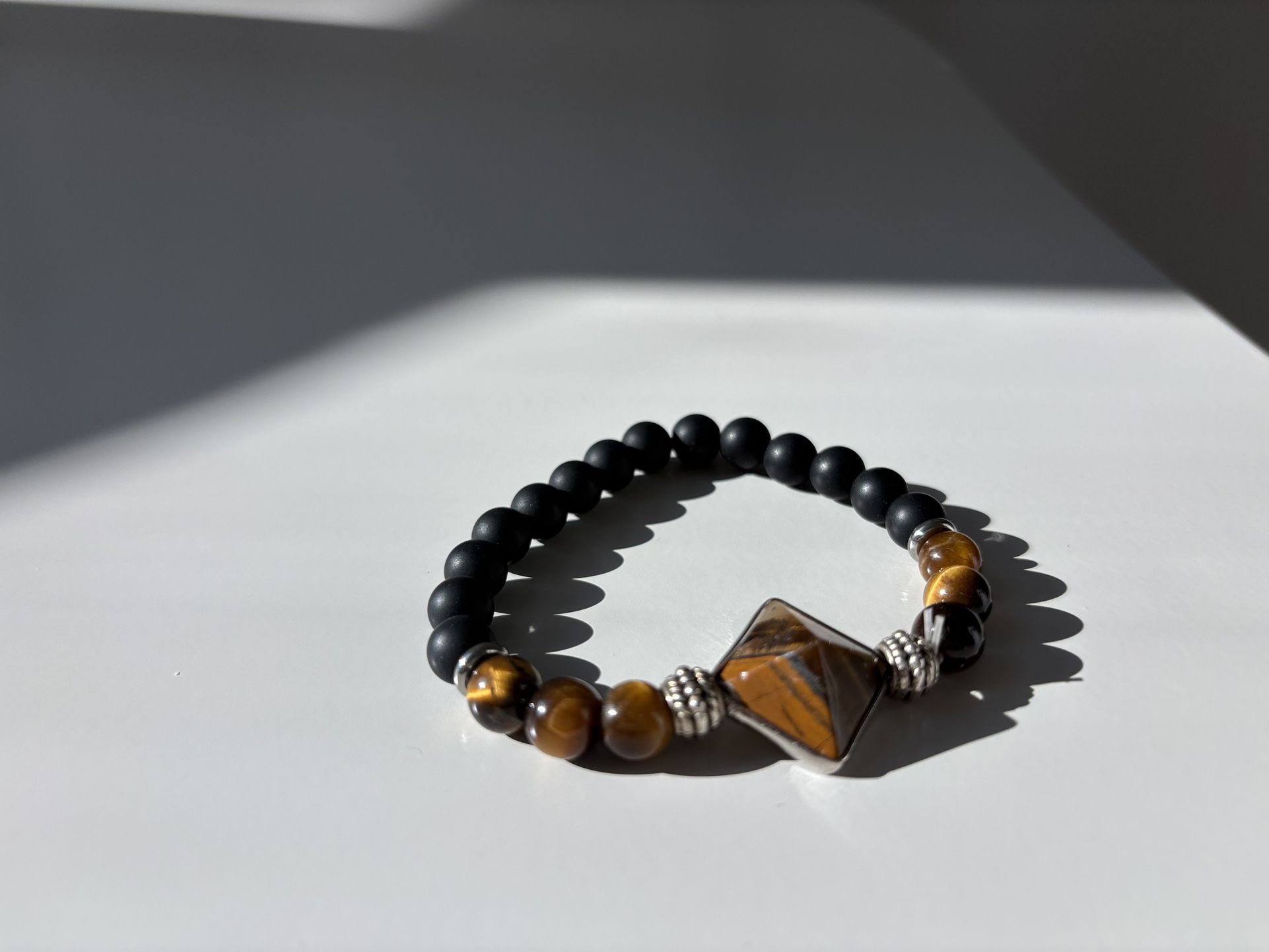 Yellow Tiger’s Eye and Black Obsidian Bracelet