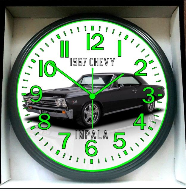 1967 Chevy Impala Glow In The Dark Wall Clock New!