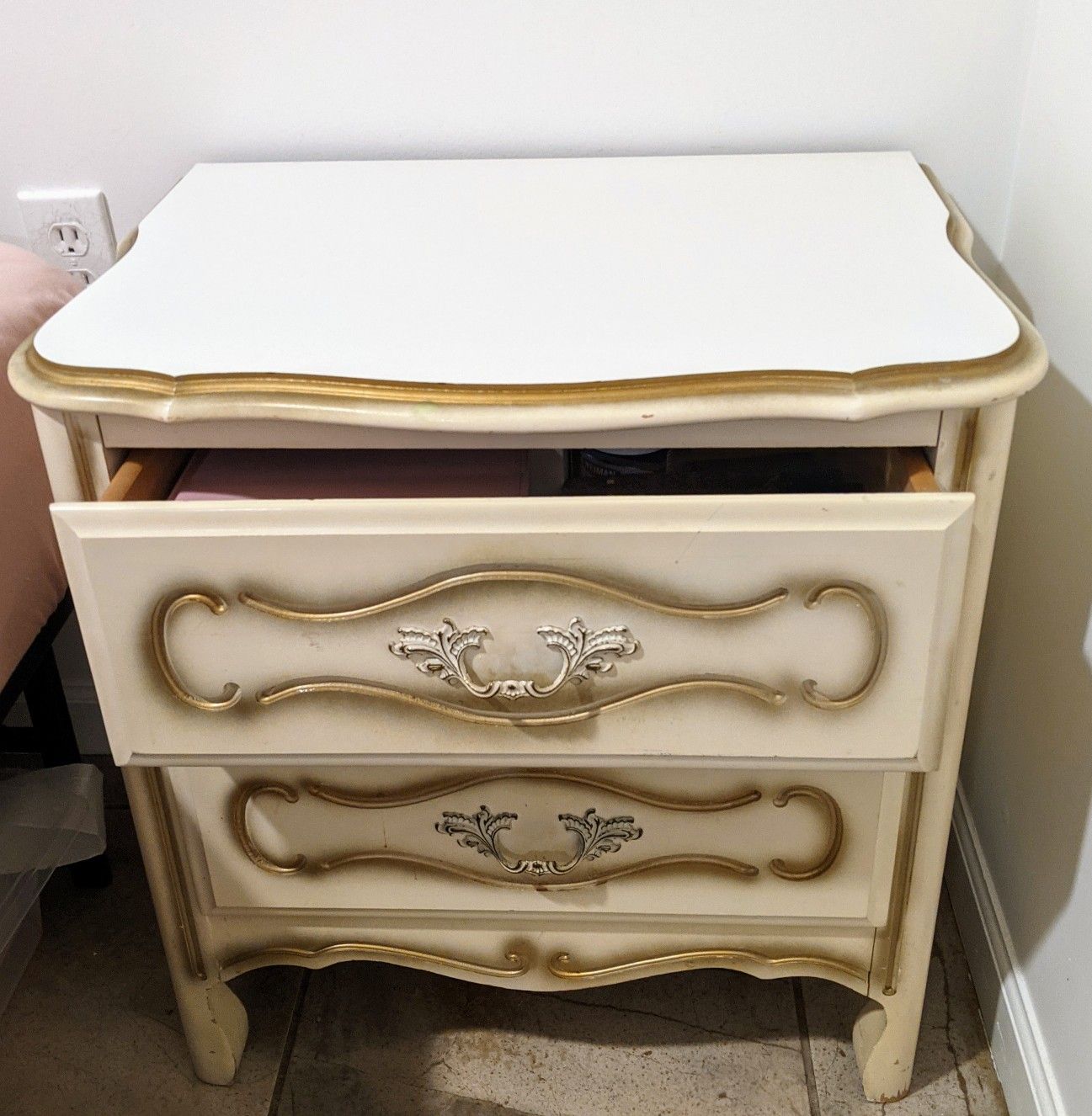Shabby Chic side table with two drawers