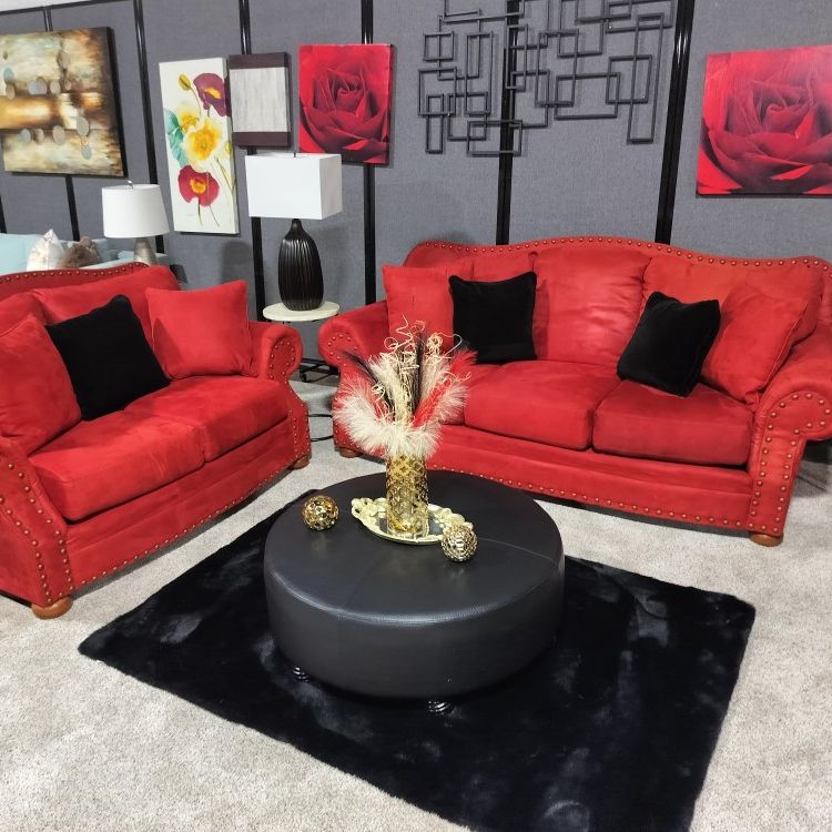 Red Sofa And Loveseat Set