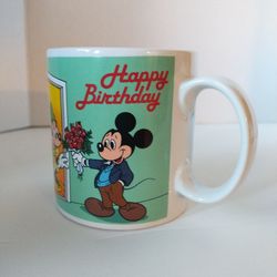 Mickey and Minnie Happy Birthday Mug 1987