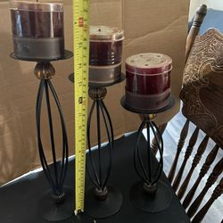 Candle Holders With Candles Set Of 3