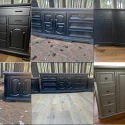 Dressers Nightstands Buffet Cabinets Solid Wood Black Satin Collection New 