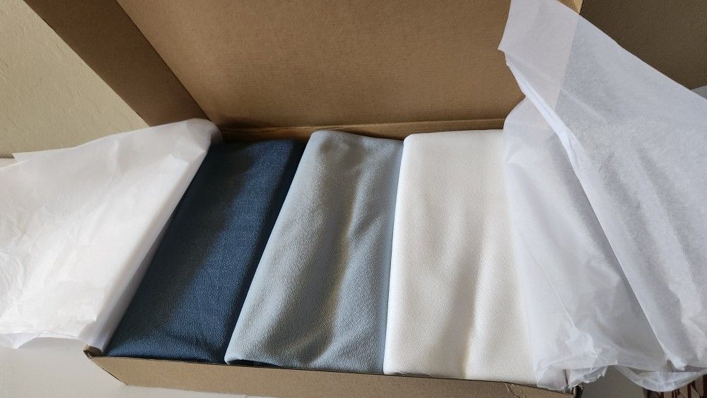 Wedding Arch Draping Fabric 3 Panels 20Ft Chiffon Fabric Drapes Arbor Drapery Wedding Ceremony Reception Swag Decorations (Dusty Blue +Powder Blue +Wh