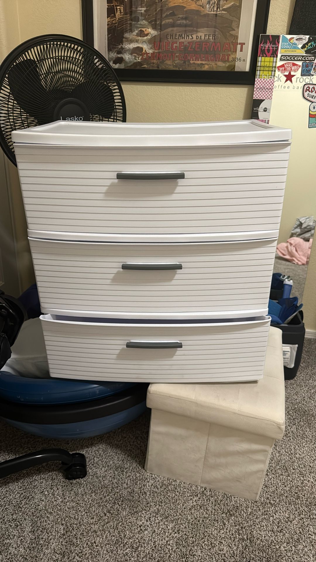 Plastic Three Drawer Dresser
