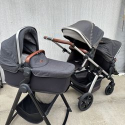 Silver Cross Double Stroller With Bassinet And All Accessories 