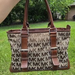 Original Michael Kors Canvas And Leather Top Handbag 