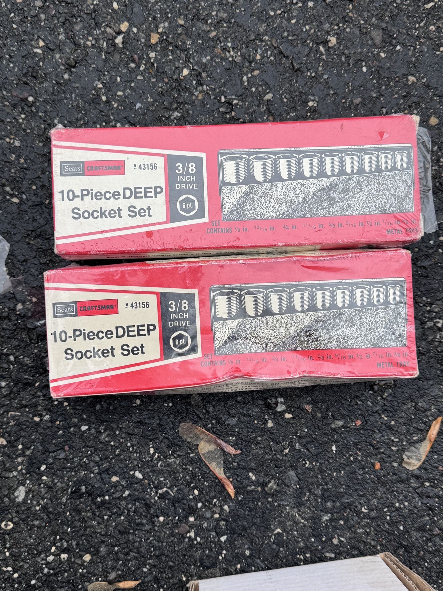 2x Sears Craftsman Deep Socket Set 10 Piece 3/8" Drive 6 pt USA | Model 43156