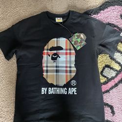 Black BAPE A Bathing Ape Check by Bathing Tee Burberry × Bape