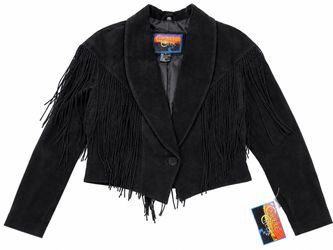 NWT Cripple Creek CL4961 Black Suede Leather Fringe Western Jacket L
