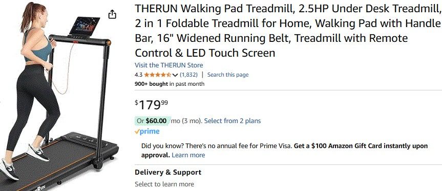 THERUN Walking Pad Treadmill new, In box