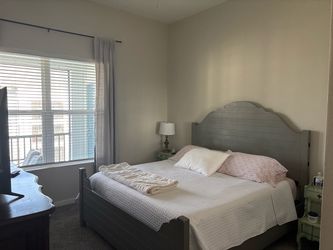 Gray Wood King Bed Frame with Headboard/Footboard