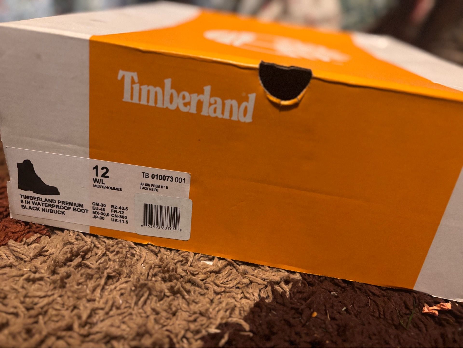 Timberland Premium 6 In Waterproof Boot Black Nubuck Men's Size 12