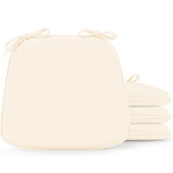 Chair Cushions for Dining Chairs 4 Pack, Memory Foam Seat Cushions for Kitchen Chairs, 17"x16"x1.5" Kitchen Chair Cushions with Ties,Beige