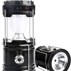 LED Camping Lantern Solar Lantern, Collapsible Solar Camping Lights, Rechargeable Flashlights Portable Survival Light for Hurricane, Emergency, Power