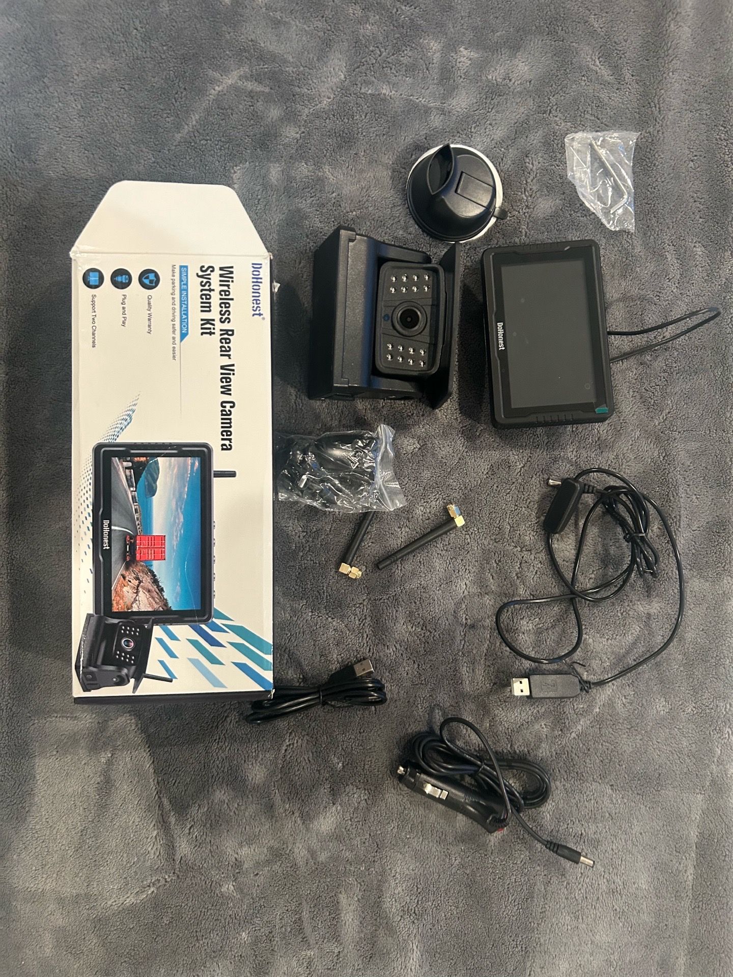 Wireless rear view camera system kit