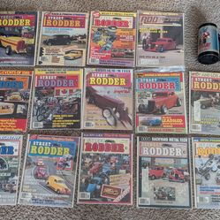 Vintage Street Rodder Collectible Lot of 14 Hot Rod Car Magazines and Cup