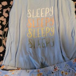 LC Lauren Conrad Light Blue Floral Pajama Set