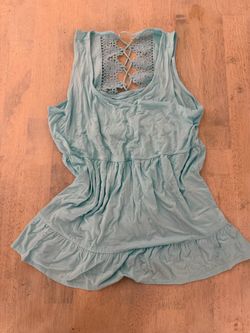 Mint Green Lace-Back Sleeveless Peplum Top