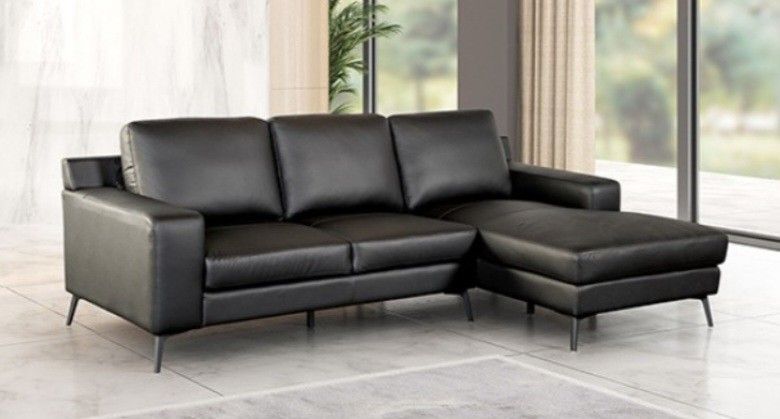 Brand New Black Leather Modern Style Sectional Sofa