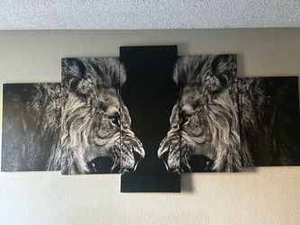 5-Panel Lion Canvas Wall Art Set