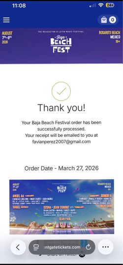 Baja beach Fest VIP ticket