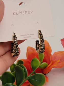 Korean Retro Baroque Round Rhinestone Silver Needle Crystal Hoop Earrings